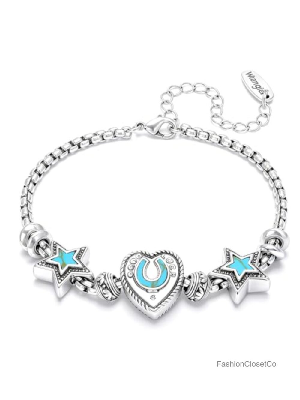Silver & 14K Gold Plated Sliding Charm Bracelet with Gift Box